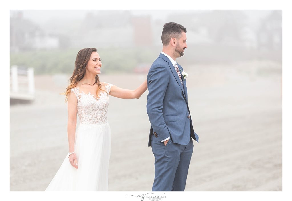 Newport RI wedding first look photographed by wedding photographer Sara Zarella Photography