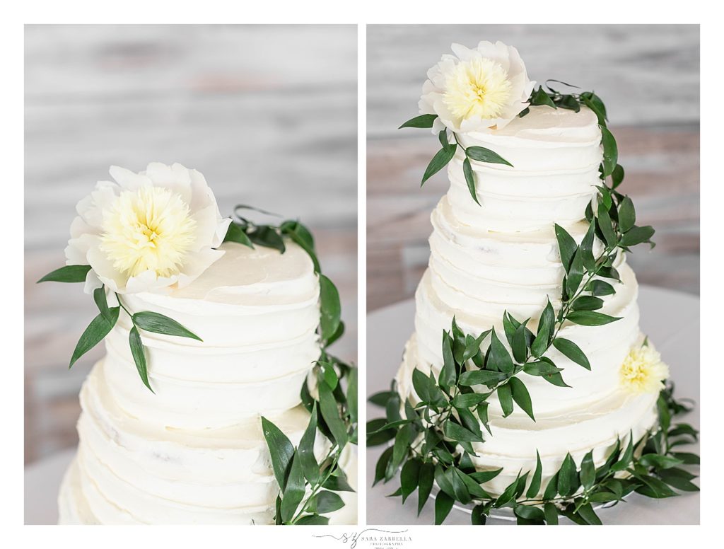 rustic beach wedding cake photographed by wedding photographer Sara Zarella Photography