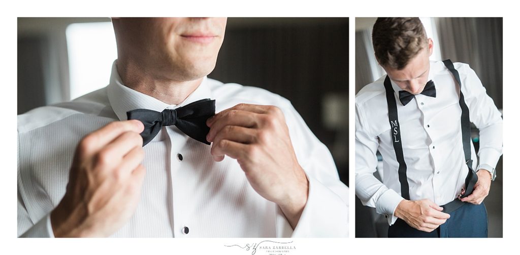 Newport RI wedding photographer Sara Zarrella Photography captures groom getting ready