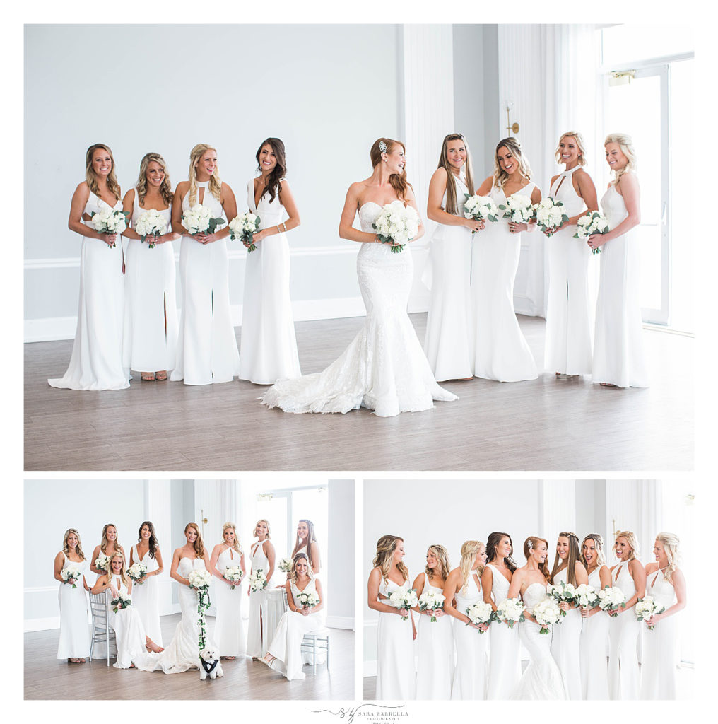 ivory bridesmaid gowns photographed by Rhode Island wedding photographer Sara Zarrella Photography