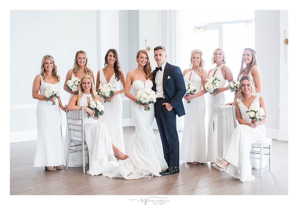 bridal party portraits in Gurney's Newport Resort photographed by Sara Zarrella Photography