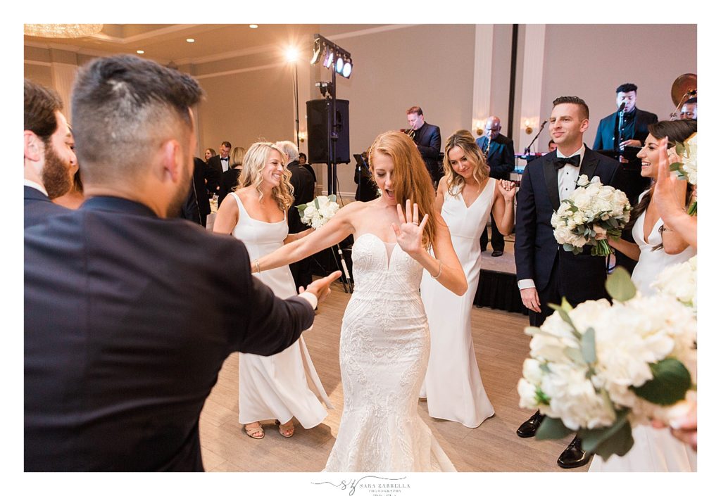 Sara Zarrella Photography photographs wedding reception fun in Rhode Island