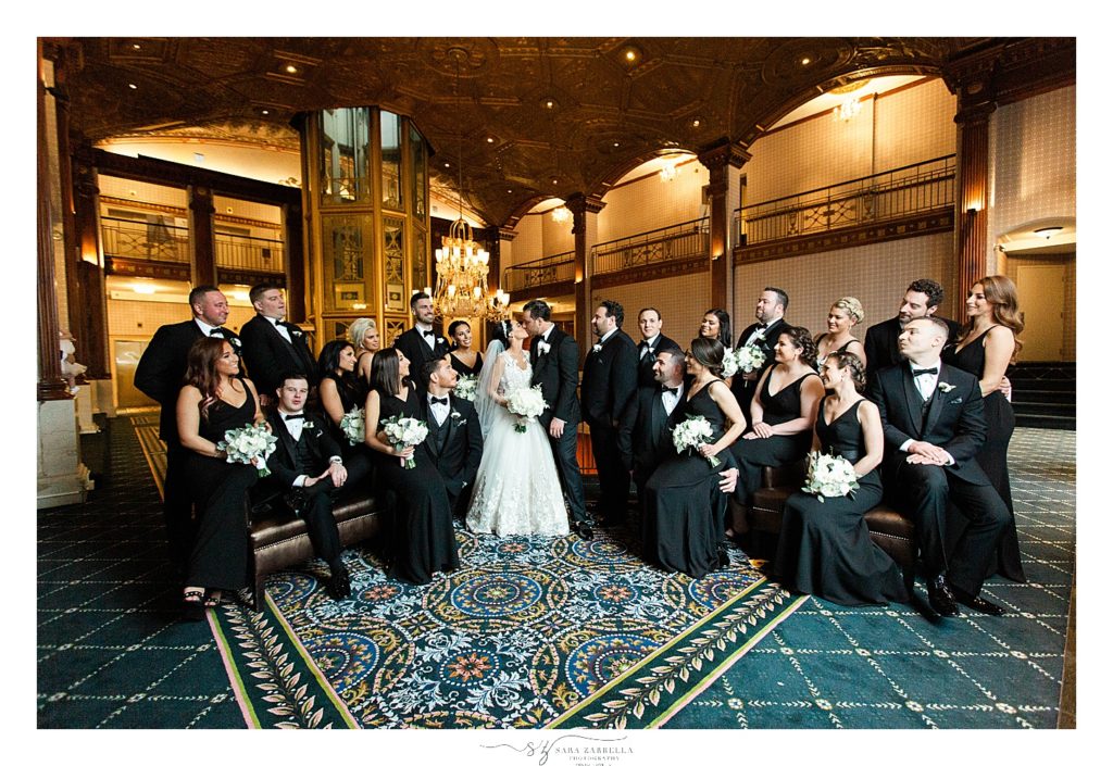 wedding bridal party portraits in Graduate Providence, formerly Providence Biltmore photographed by RI wedding photographer Sara Zarrella Photography