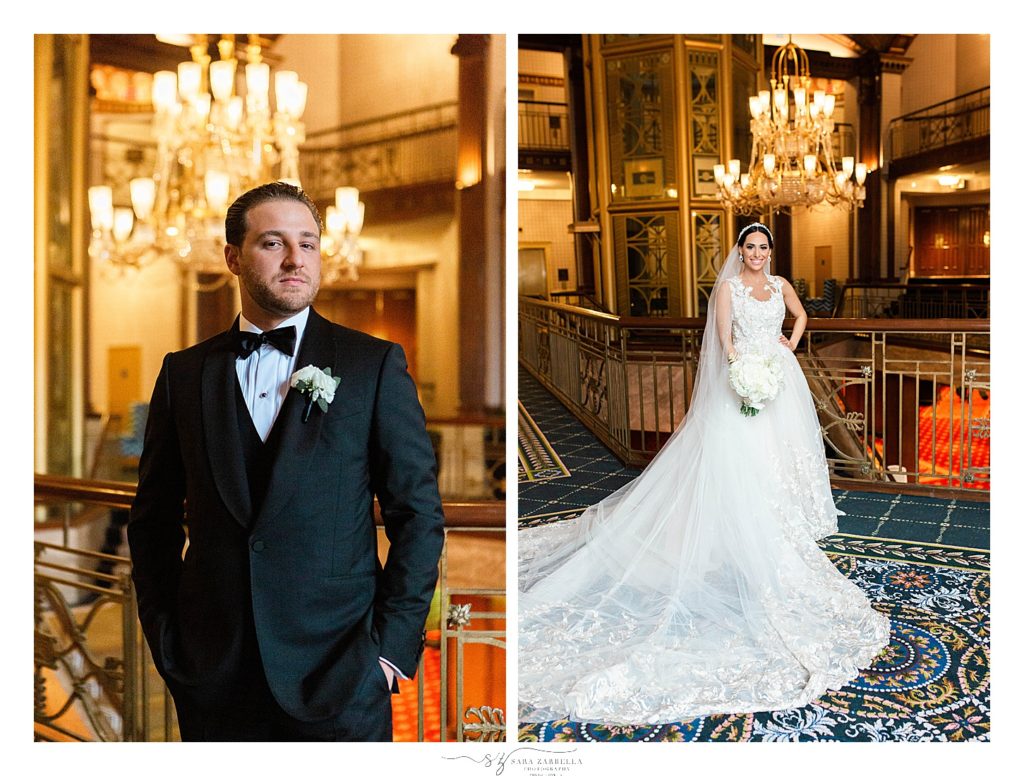 bride and groom portraits at Providence Biltmore with RI wedding photographer Sara Zarrella Photography