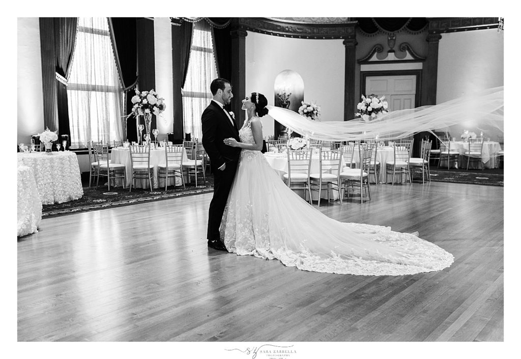 Sara Zarrella Photography photographs bride and groom at Graduate Providence reception
