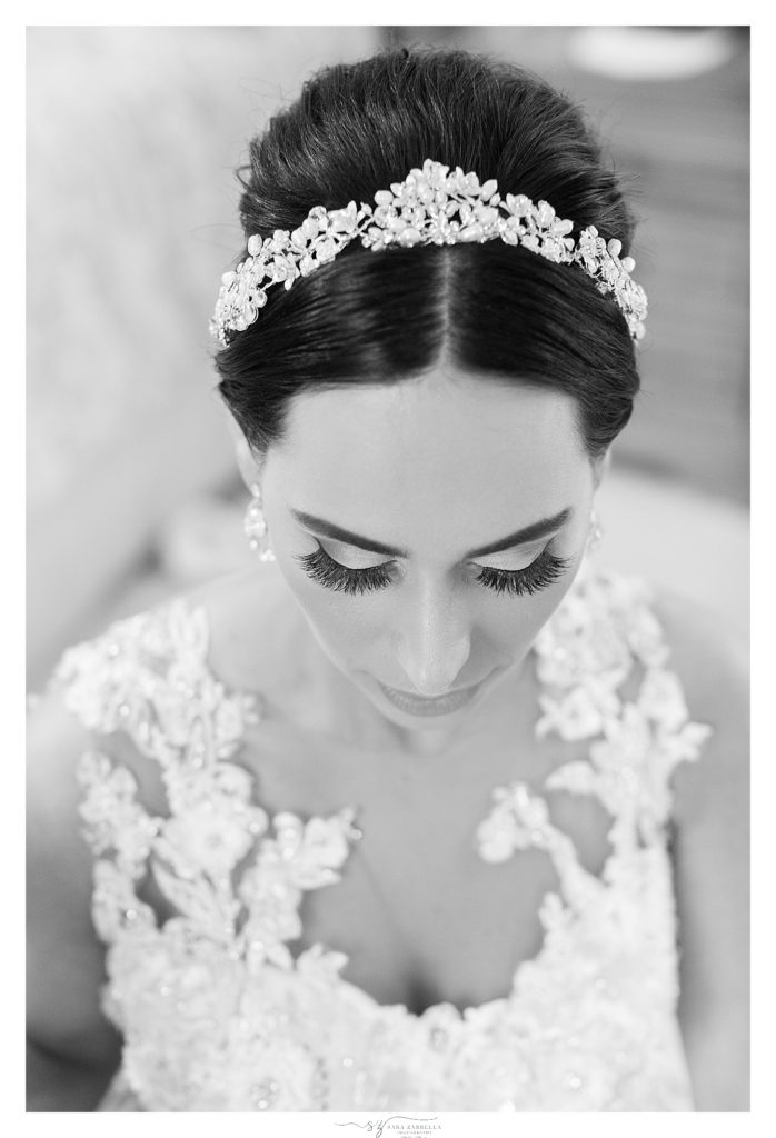 black and white classic bridal portrait photographed by Sara Zarrella Photography