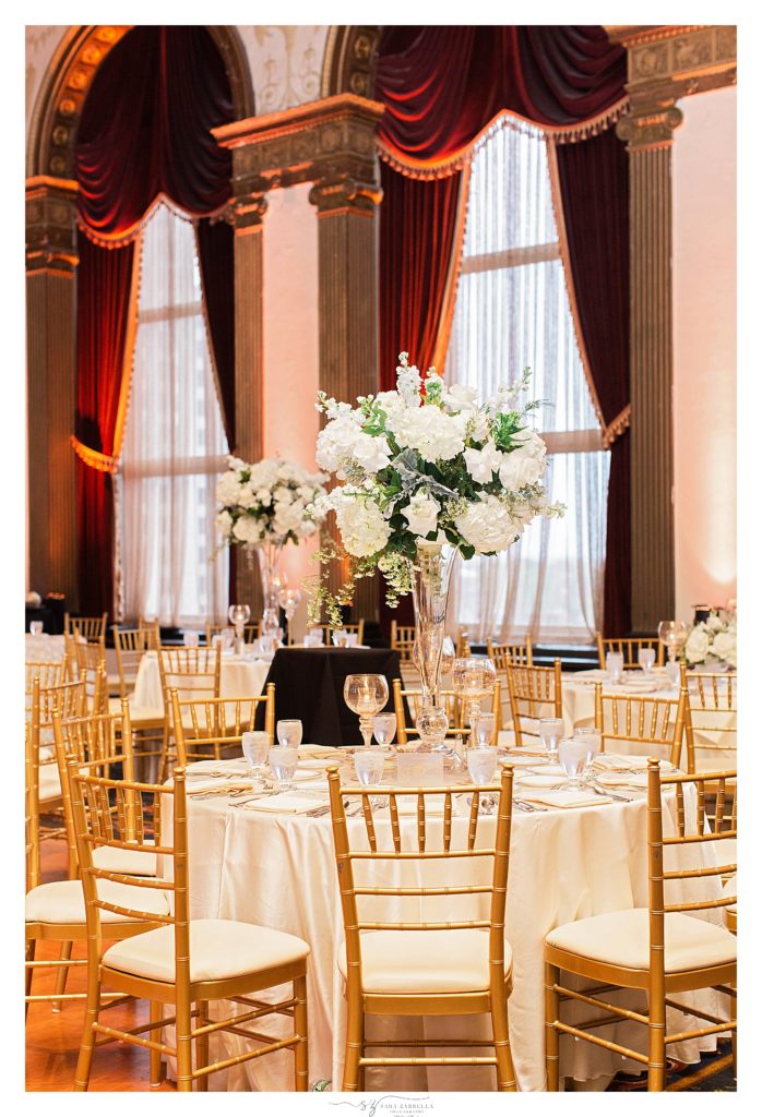 tall floral centerpieces by Golden Gate Studios photographed by Sara Zarrella Photography