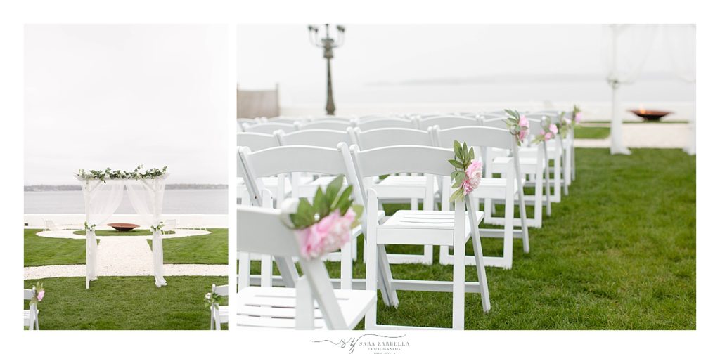 outdoor waterfront wedding ceremony photographed by Sara Zarrella Photography