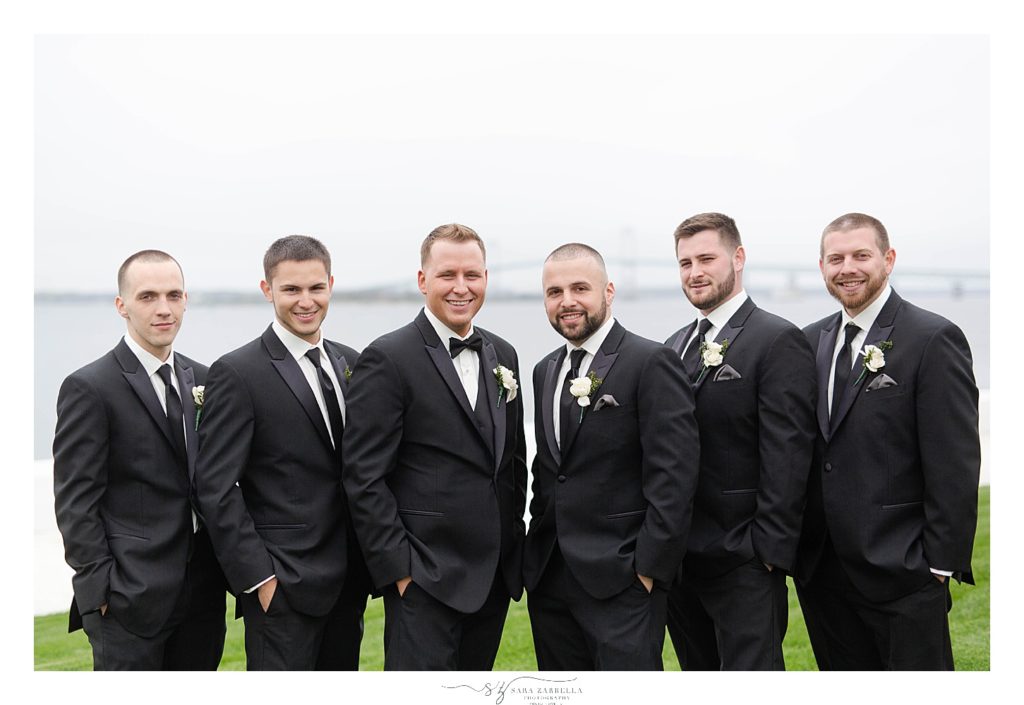 groomsmen in classic tux photographed by wedding photographer Sara Zarrella Photography