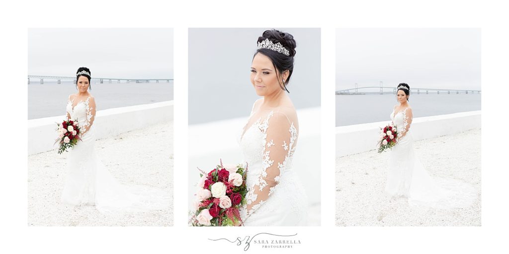 waterfront bridal portraits by Rhode Island wedding photographer Sara Zarrella Photography