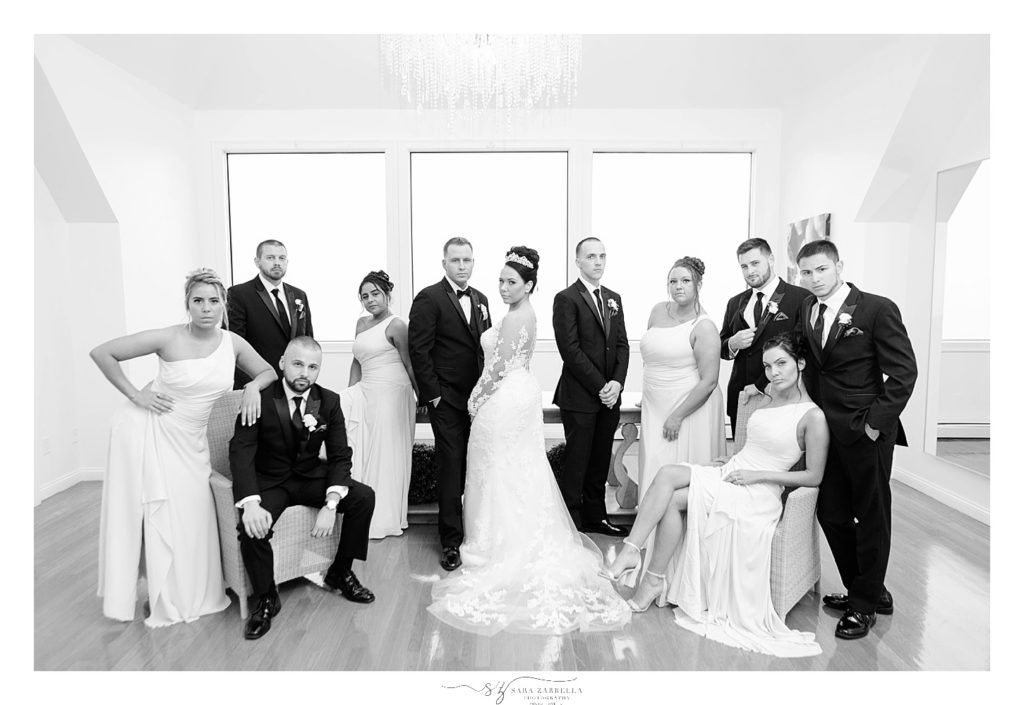 dramatic bridal party portraits at Island House with wedding photographer Sara Zarrella Photography
