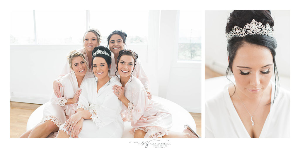 bridesmaids get ready for Island House wedding photographed by wedding photographer Sara Zarrella Photography