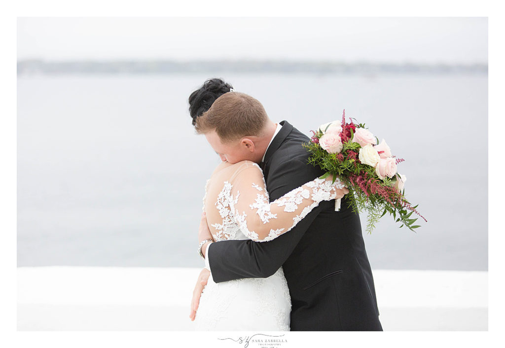 Island House wedding first look photographed by wedding photographer Sara Zarrella Photography