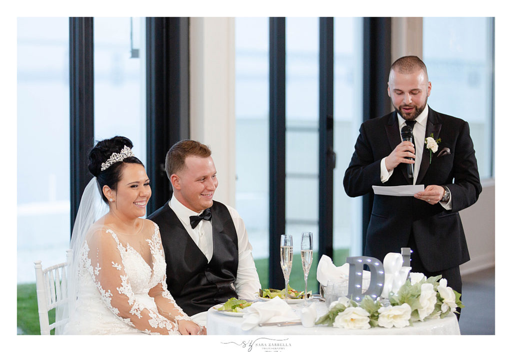 toast at wedding photographed by wedding photographer Sara Zarrella Photography