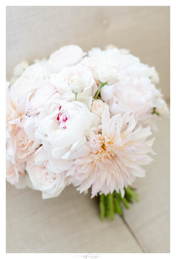 blush and ivory wedding bouquet photographed by RI wedding photographer Sara Zarrella Photography