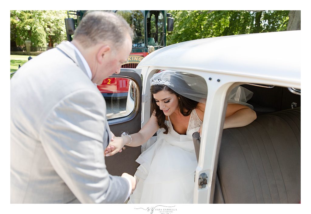 bride enters wedding reception at Rhode Island wedding with Sara Zarrella Photography