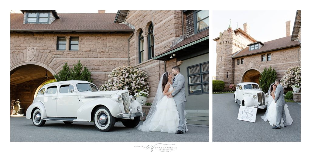 OceanCliff wedding portraits with classic car photographed by Sara Zarrella Photography