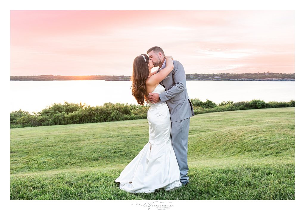Rhode Island sunset wedding portraits photographed by Sara Zarrella Photography