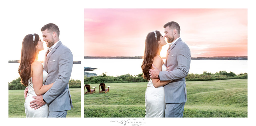 dramatic wedding portraits outside by water photographed by Sara Zarrella Photography