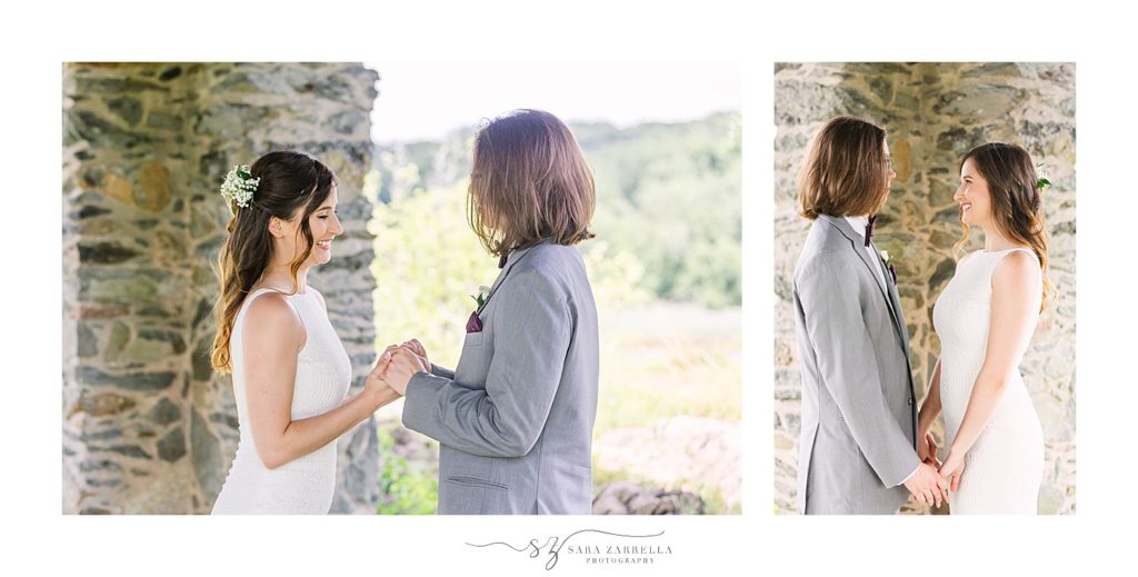 first look for wedding day in Rhode Island with Sara Zarrella Photography