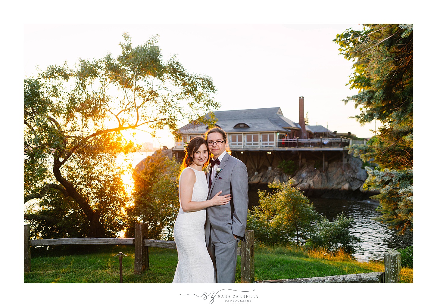 RI sunset wedding portraits by Sara Zarrella Photography
