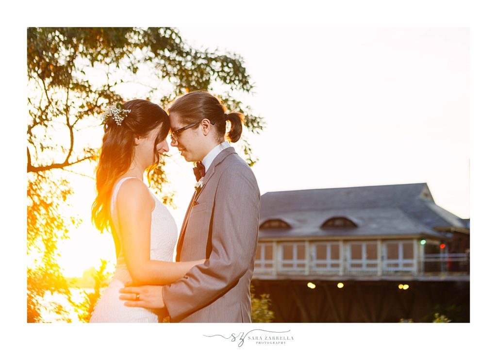 Squatum Association sunset wedding portraits by Sara Zarrella Photography