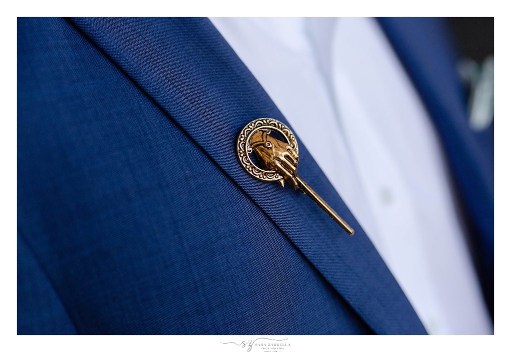 Hand of the King pendant for Best Man photographed by Sara Zarrella Photography