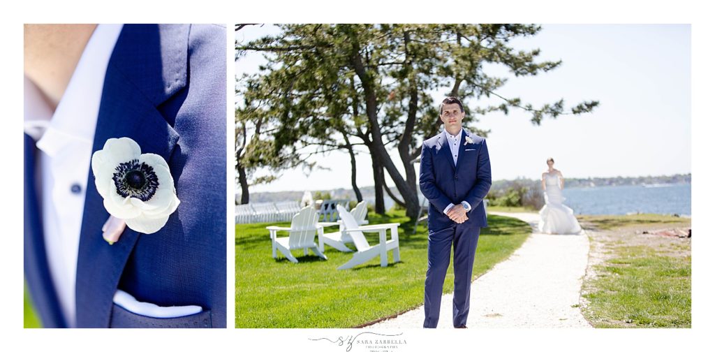 Navy suit for Rhode Island wedding day with Sara Zarrella Photography