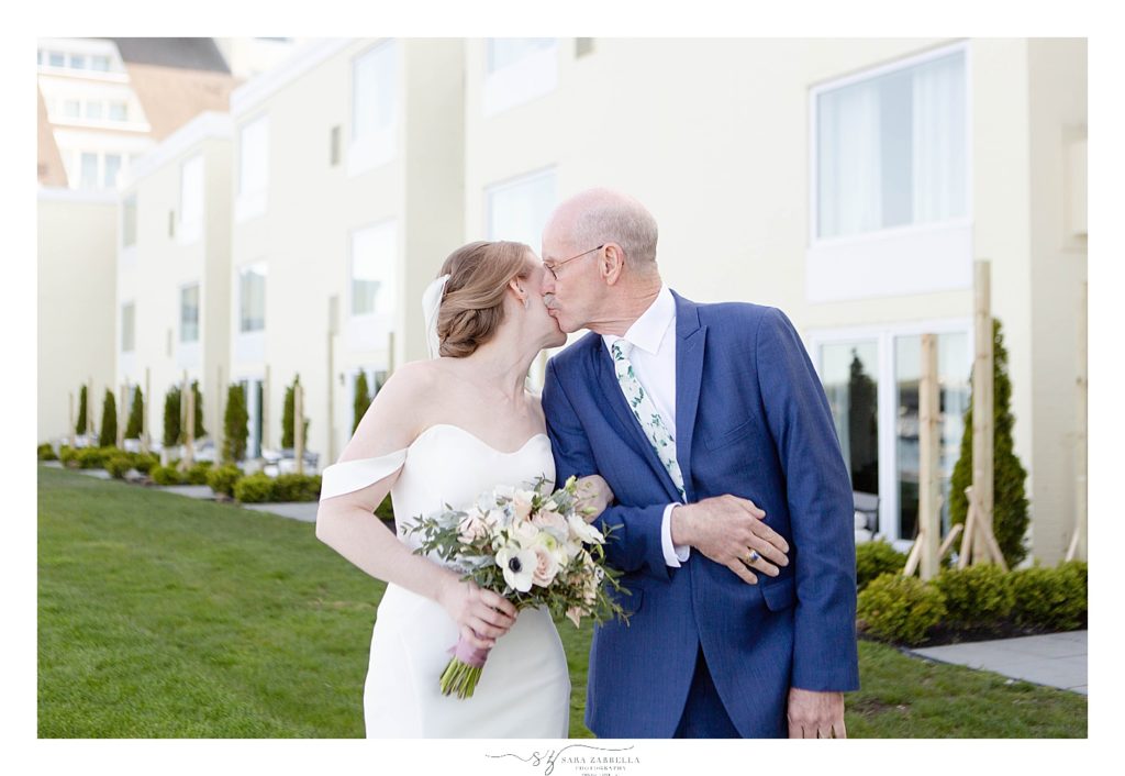 father gives daughter away at Gurney's wedding ceremony photographed by Sara Zarrella Photography