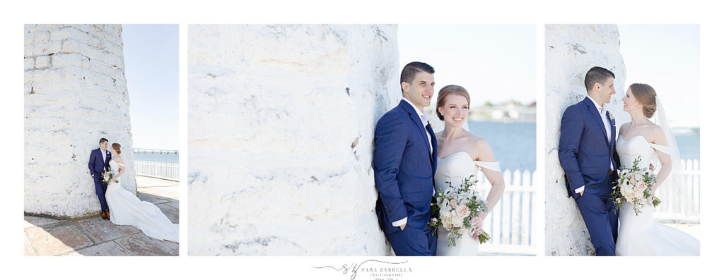wedding portraits by Gurney's lighthouse photographed by Sara Zarrella Photography