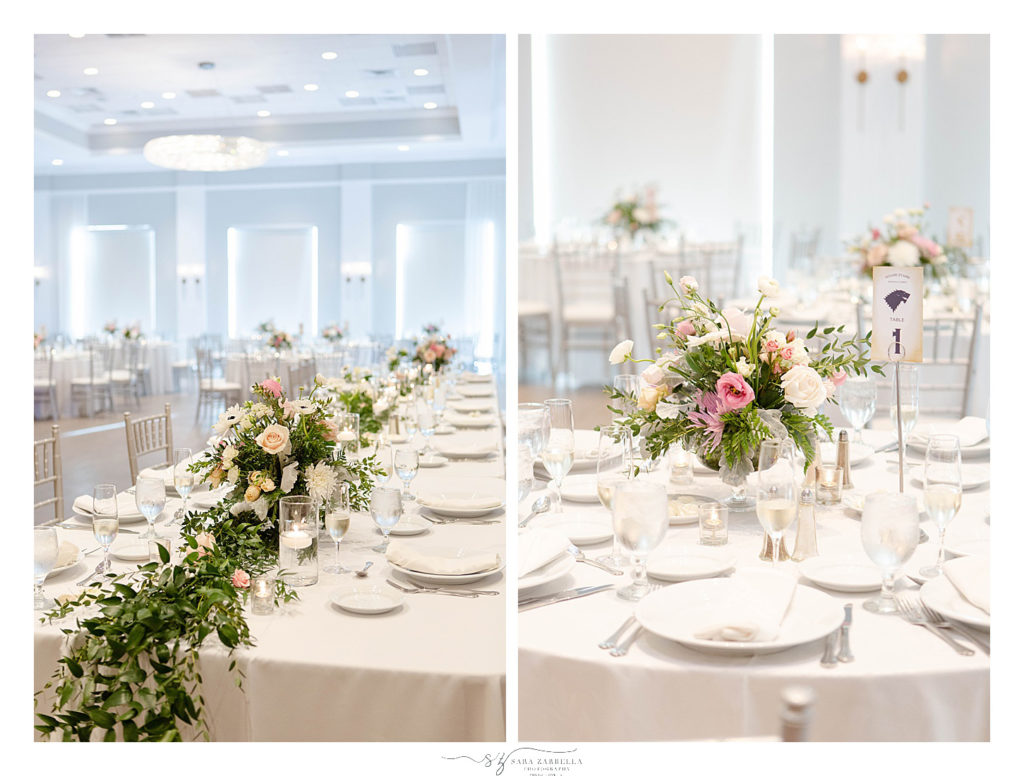 elegant wedding reception at Gurney's with Sara Zarrella Photography