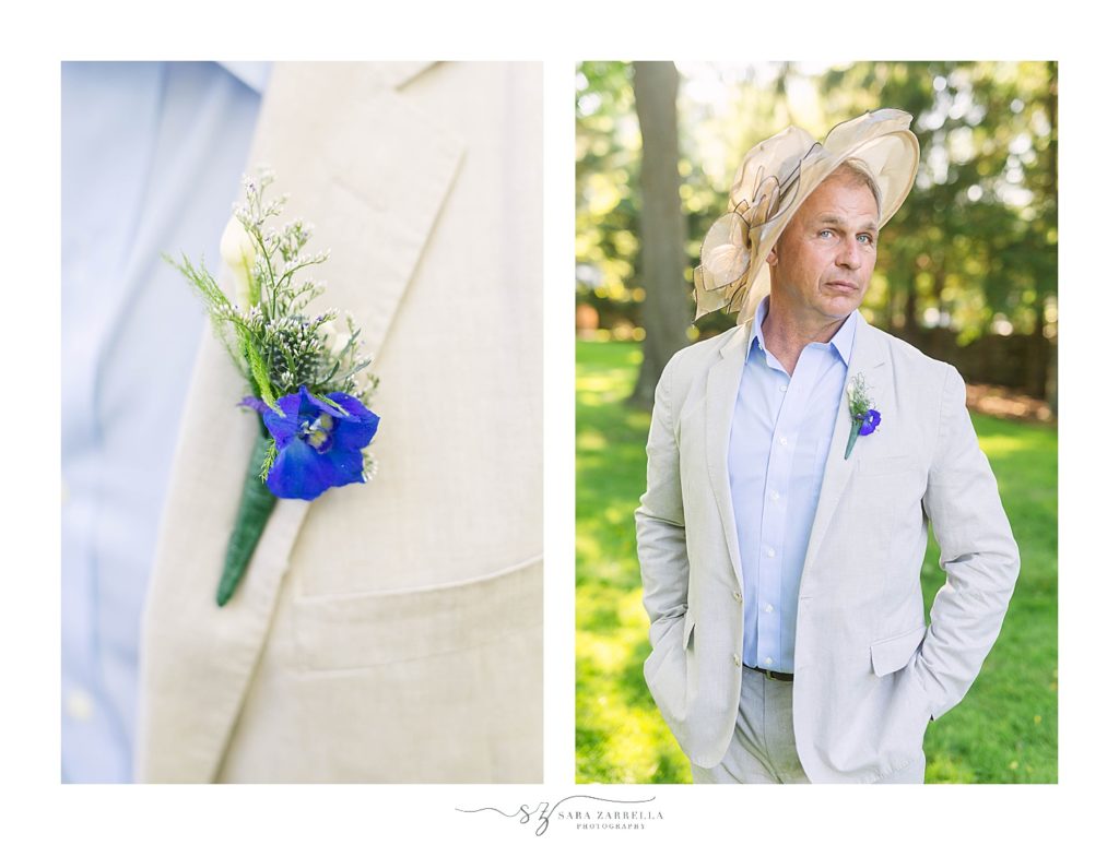 groom's portraits by the Chanler at Cliff Walk wedding photographer Sara Zarrella Photography