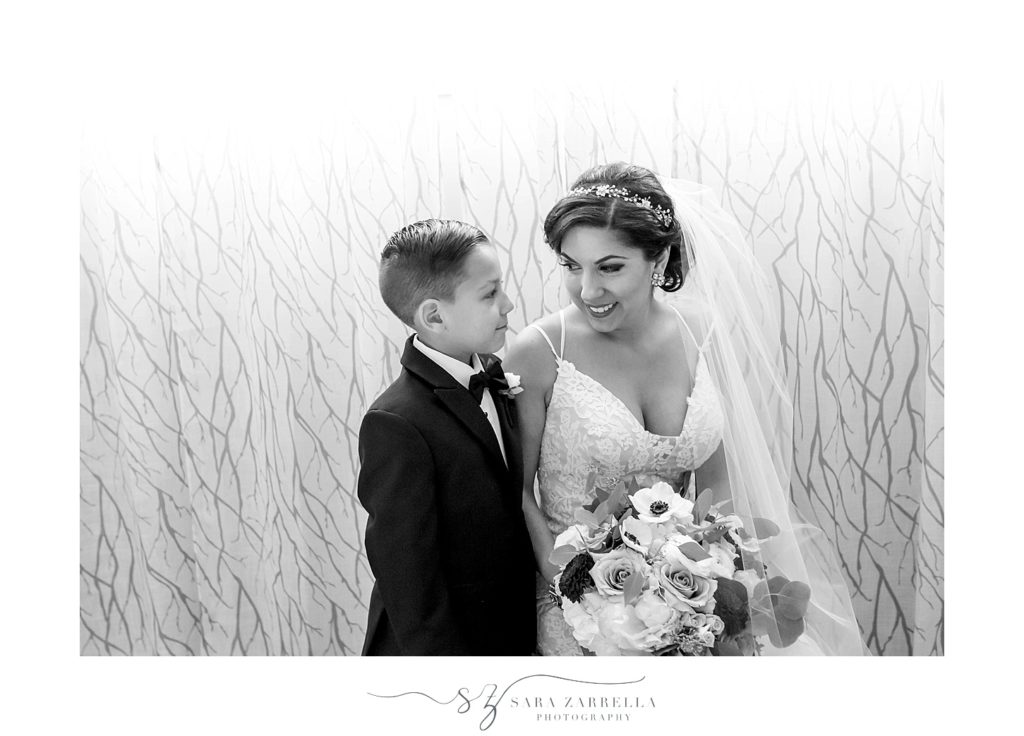 bride and son on wedding day photographed by Sara Zarrella Photography