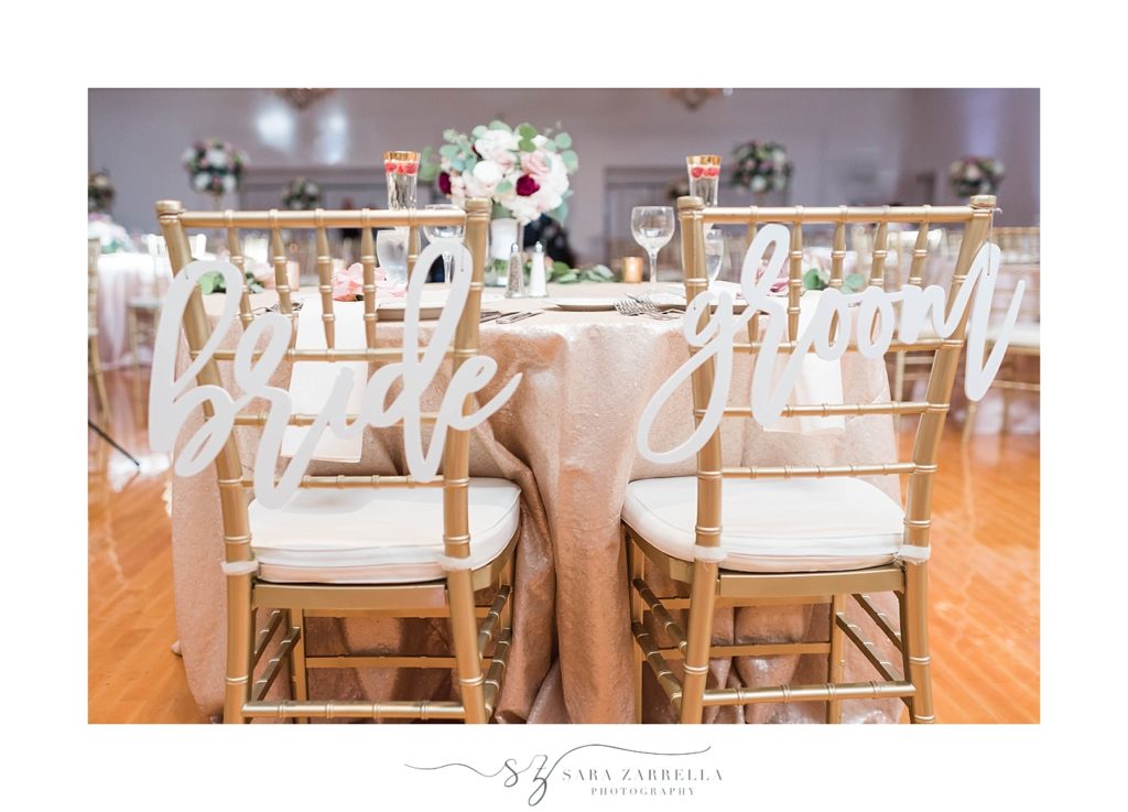 sweetheart table chairs photographed by Sara Zarrella Photography