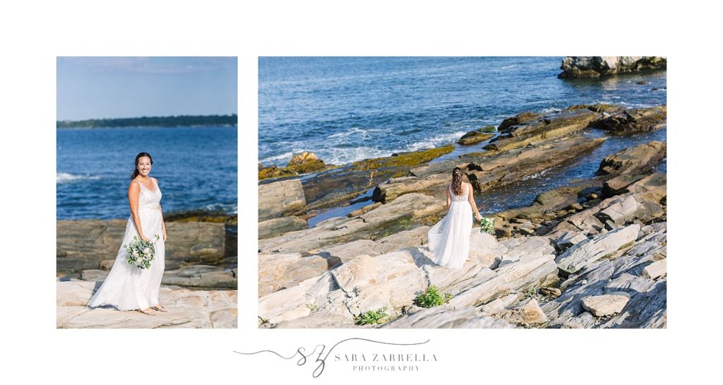 bridal portraits on Bride Rock in Bonnet Shores by Sara Zarrella Photography