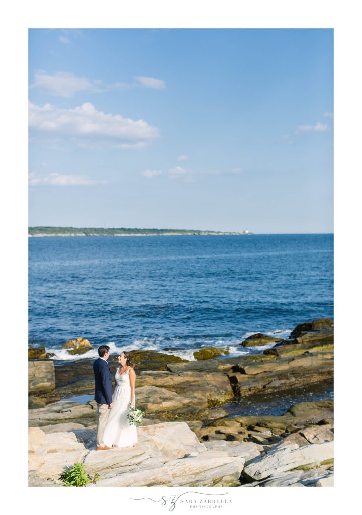 ocean front first look photographed by RI wedding photographer Sara Zarrella Photography