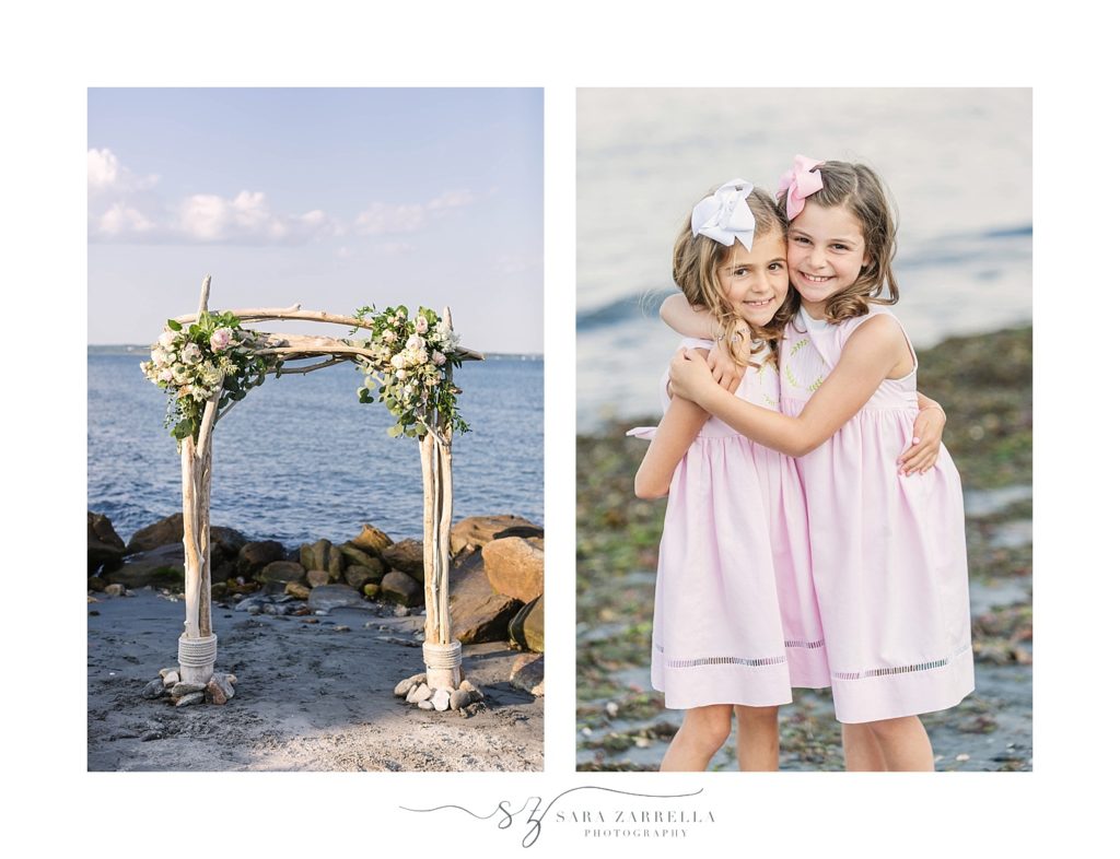 Sara Zarrella Photography photographs oceanfront wedding ceremony in Bonnet Shores