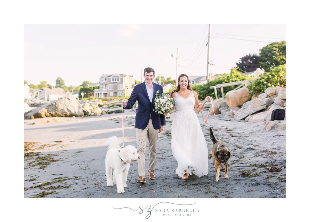 Sara Zarrella Photography photographs bride and groom with dogs