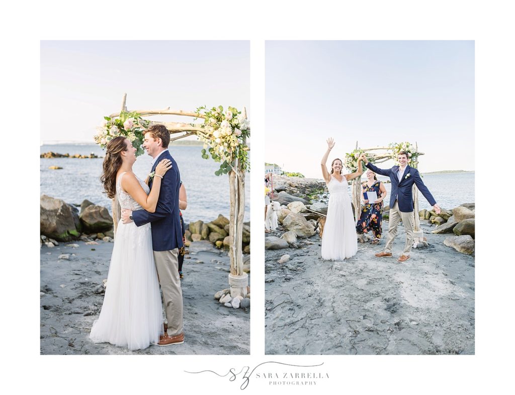 Sara Zarrella Photography photographs oceanfront wedding ceremony in Rhode Island
