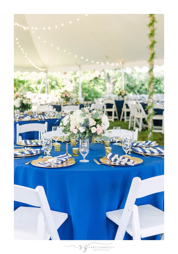 reception decor for tented wedding photographed by Sara Zarrella Photography