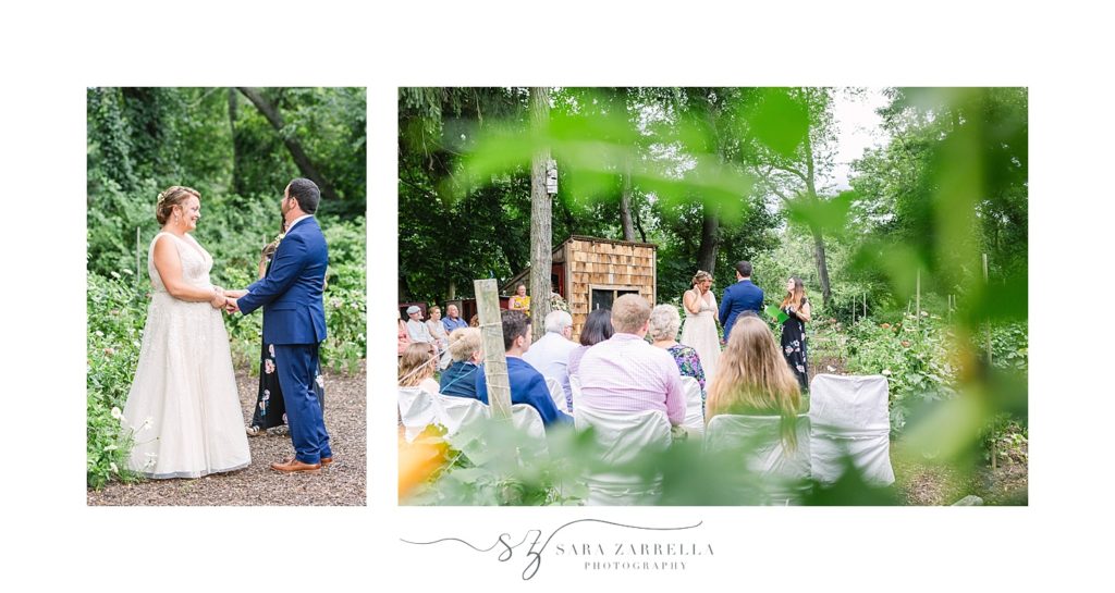 wedding ceremony in backyard with Sara Zarrella Photography