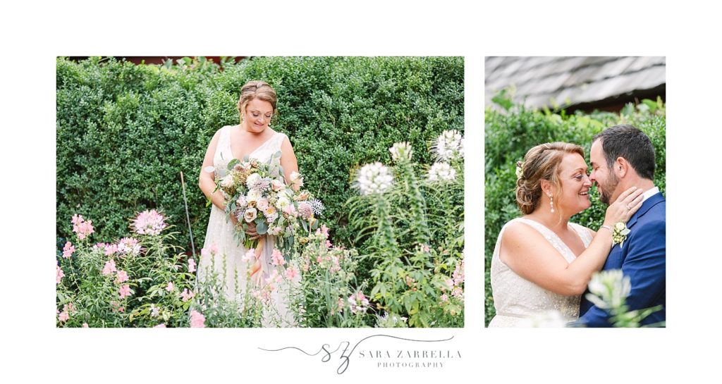 Sara Zarrella Photography photographs bridal portraits in the gardens of RI