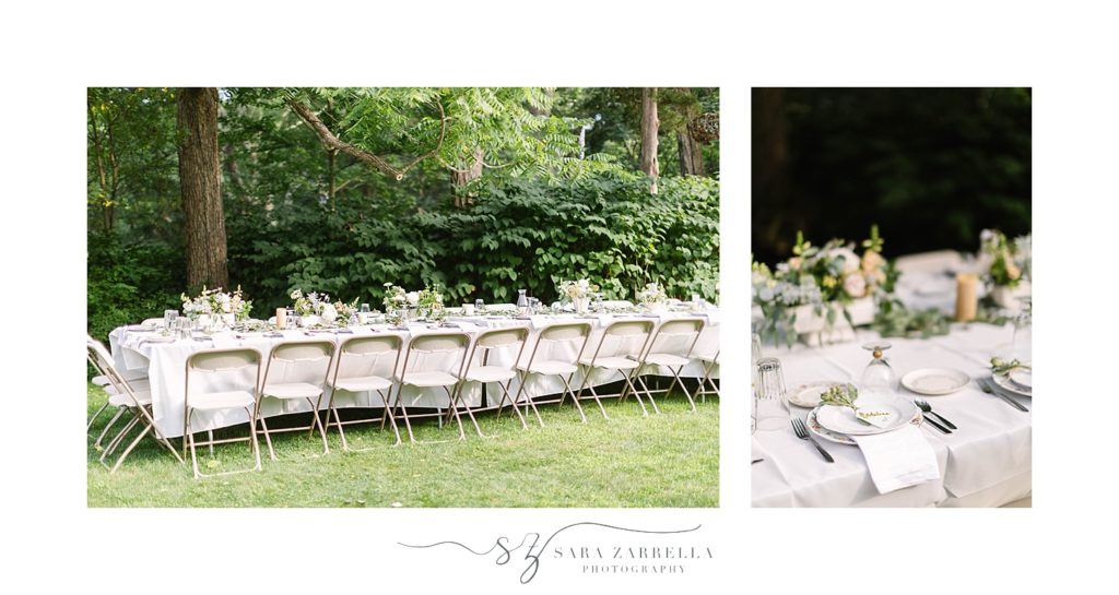 backyard wedding reception details photographed by Sara Zarrella Photography