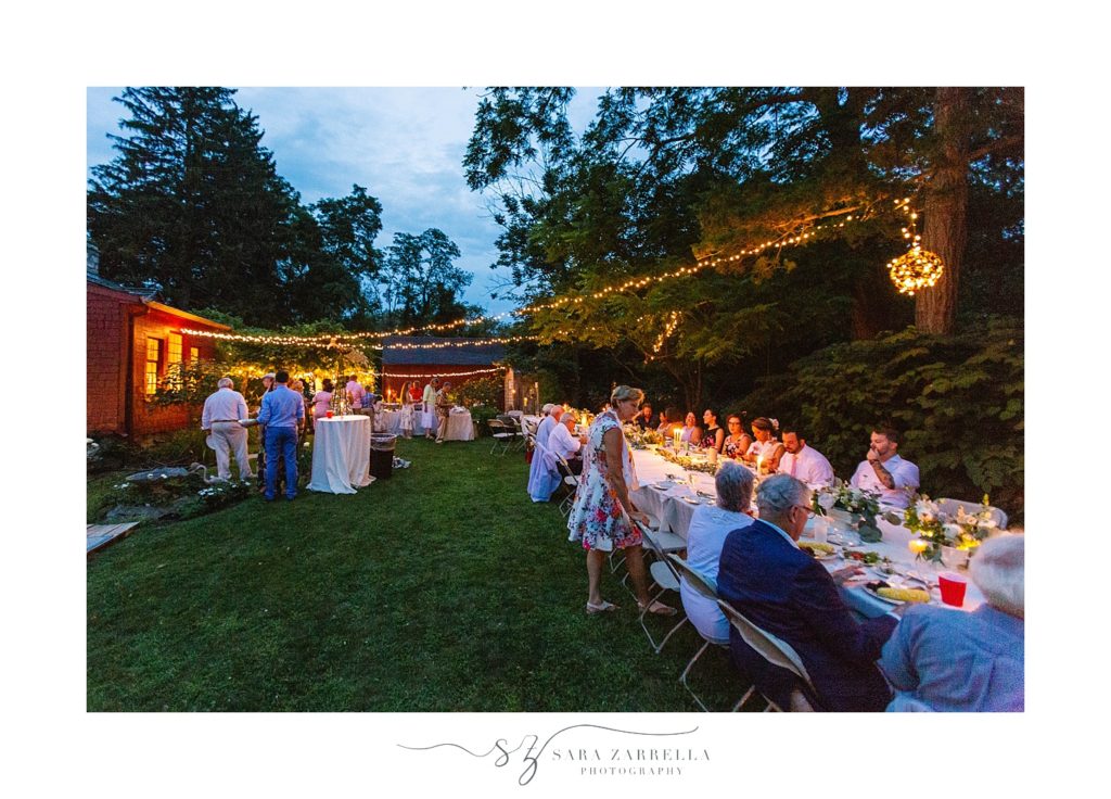 nighttime wedding reception details photographed by Sara Zarrella Photography