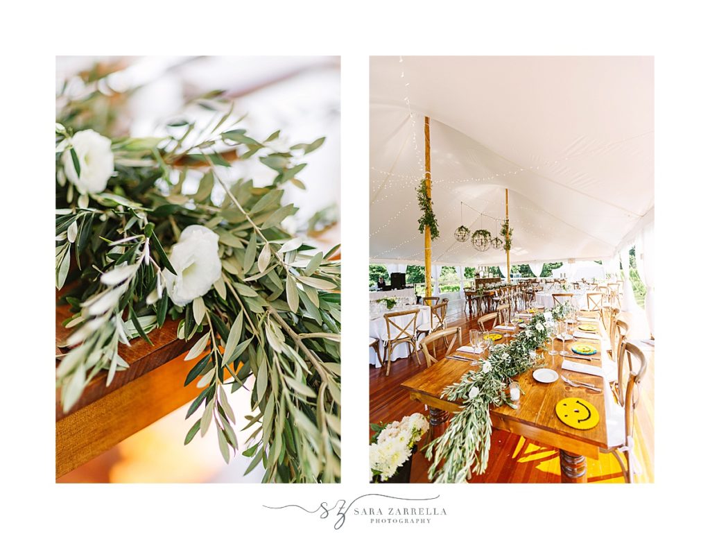tented wedding reception details photographed by Sara Zarrella Photography