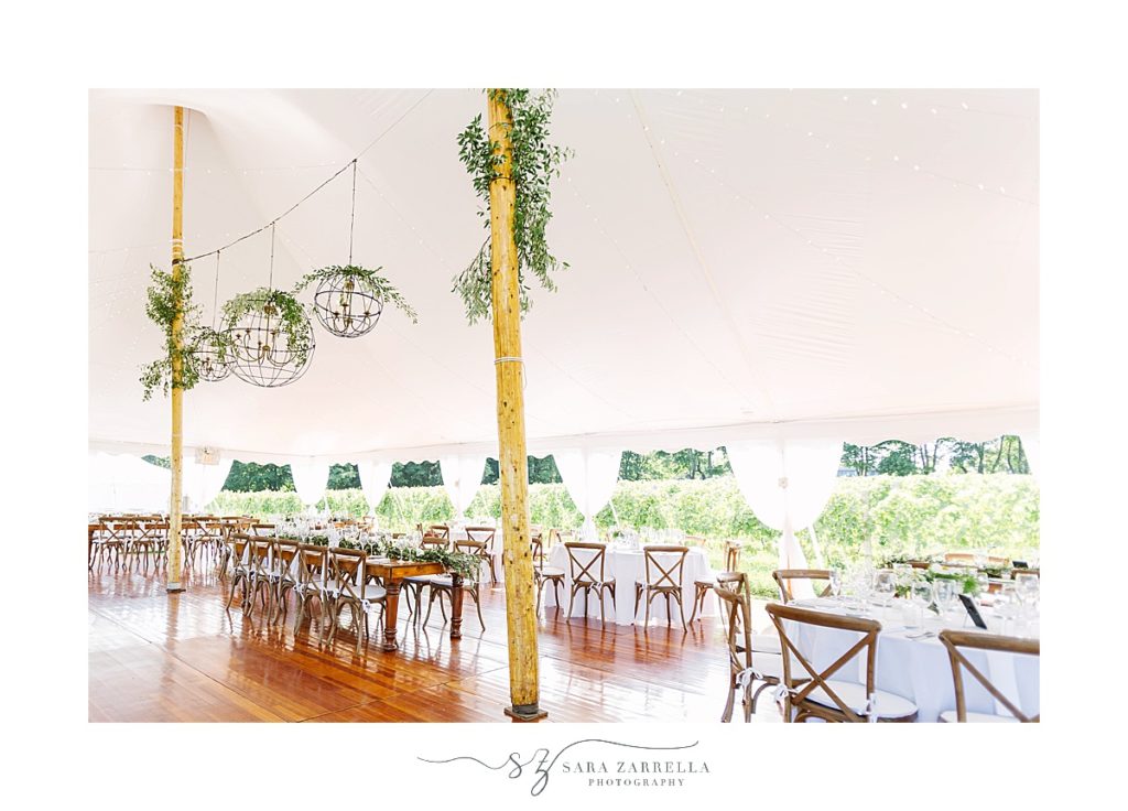 wedding reception under tent at Greenvale Vineyards with Sara Zarrella Photography