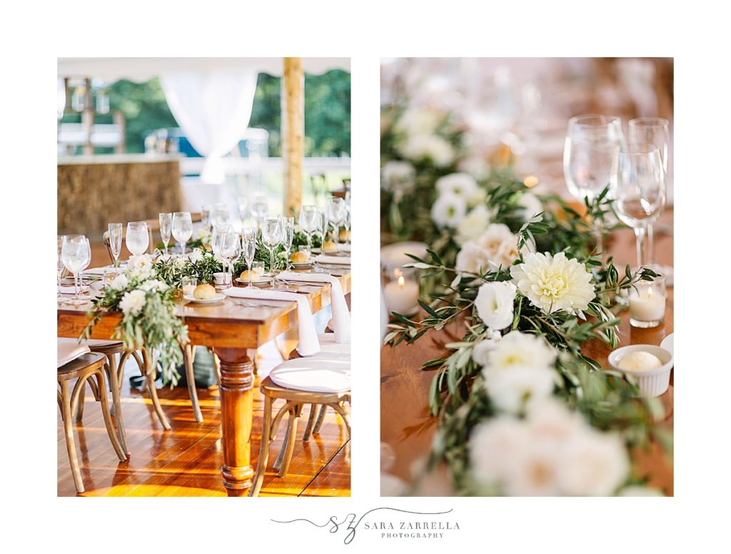 floral wedding reception decor photographed by Sara Zarrella Photography