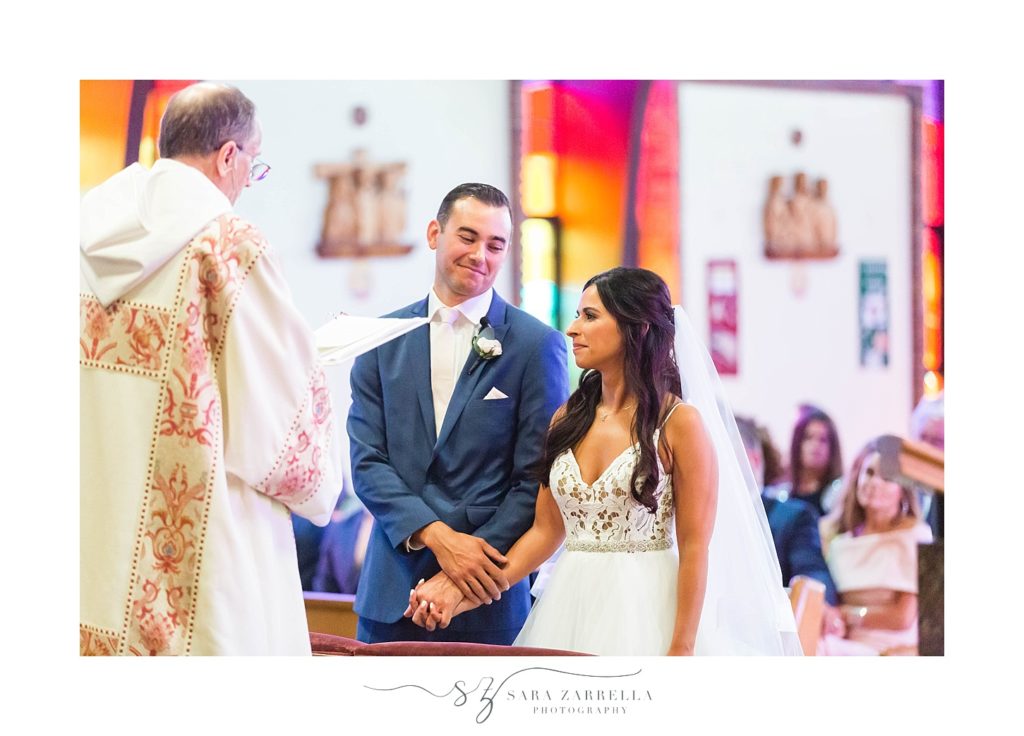 wedding in church photographed by Rhode Island wedding photographer Sara Zarrella Photography