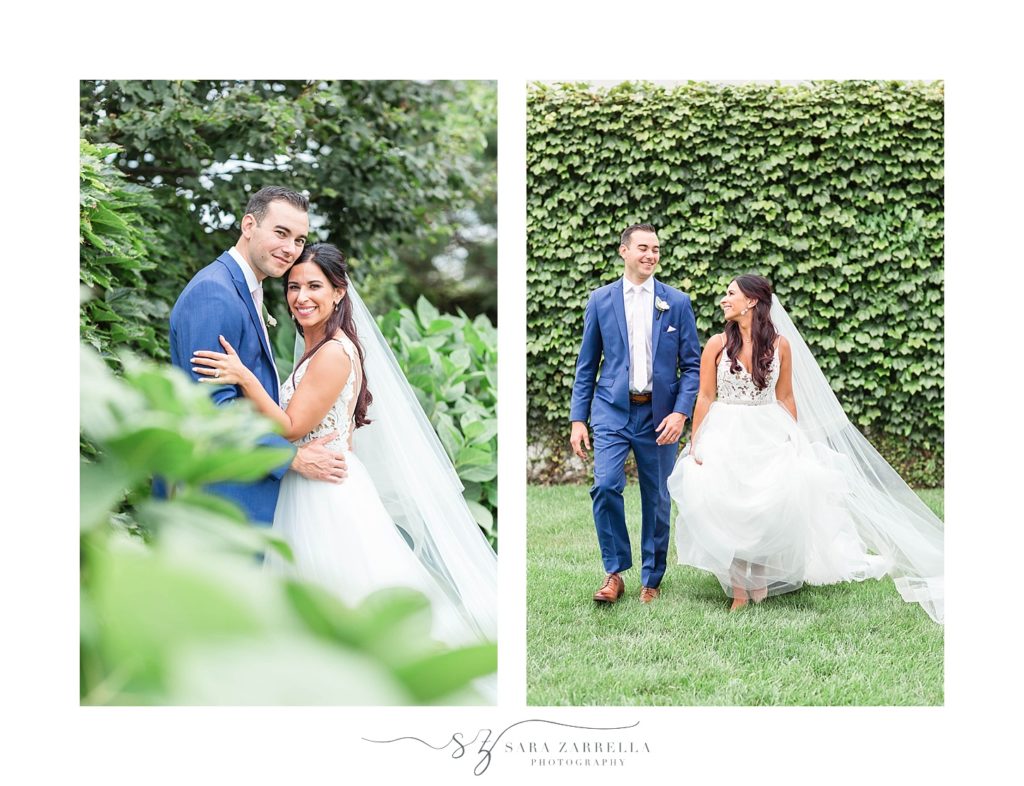 wedding portraits in the gardens at Belle Mer with Sara Zarrella Photography
