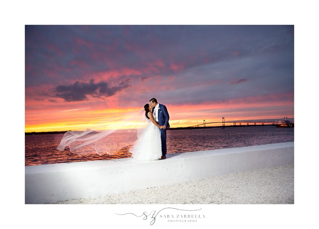 Sara Zarrella Photography photographs romantic wedding portraits at sunset